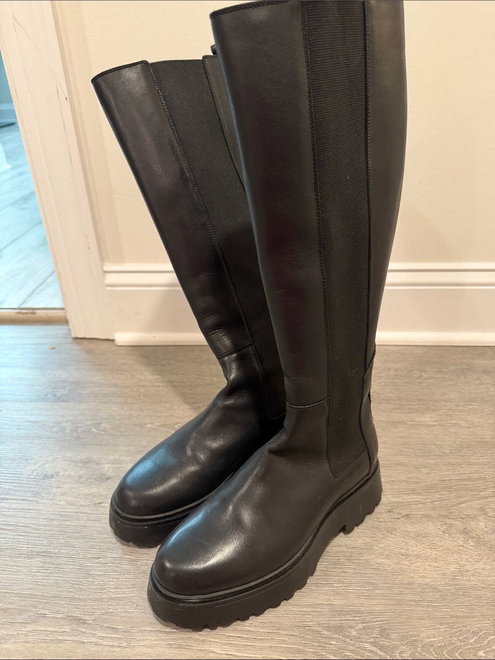 AllSaints Black Over-the-Knee Chunky Platform Boots worn once